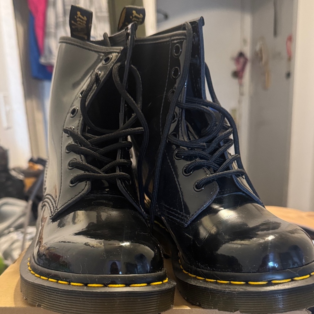 Dr. Martens Glossy Black Lace-Up Booties